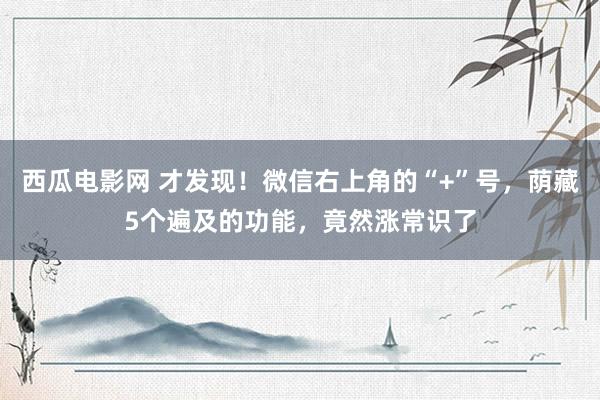 西瓜电影网 才发现！微信右上角的“+”号，荫藏5个遍及的功能，竟然涨常识了