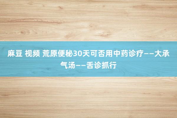 麻豆 视频 荒原便秘30天可否用中药诊疗——大承气汤——舌诊抓行