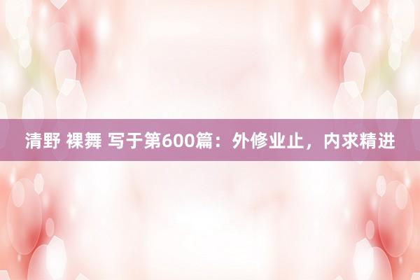 清野 裸舞 写于第600篇：外修业止，内求精进