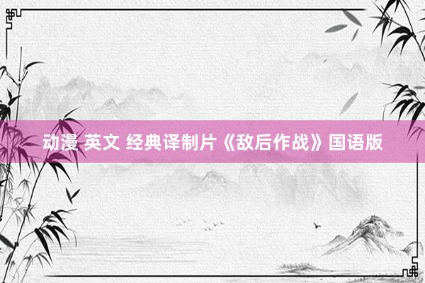 动漫 英文 经典译制片《敌后作战》国语版